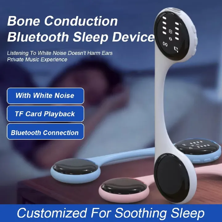 White Noise Sleep Aid Music Box Under Pillow Bone Conduction Bluetooth Speaker with Led Display Timed Shutdown Improve Sleep