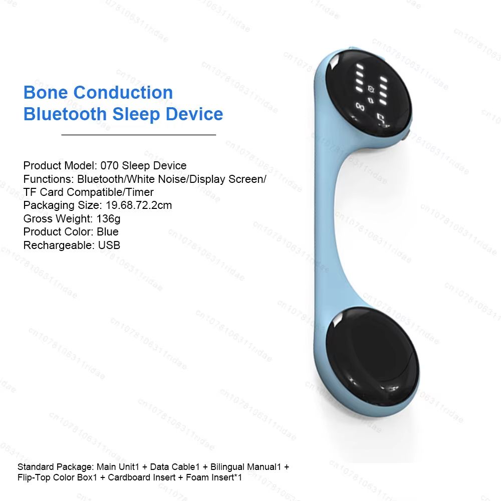 White Noise Sleep Aid Music Box Under Pillow Bone Conduction Bluetooth Speaker with Led Display Timed Shutdown Improve Sleep