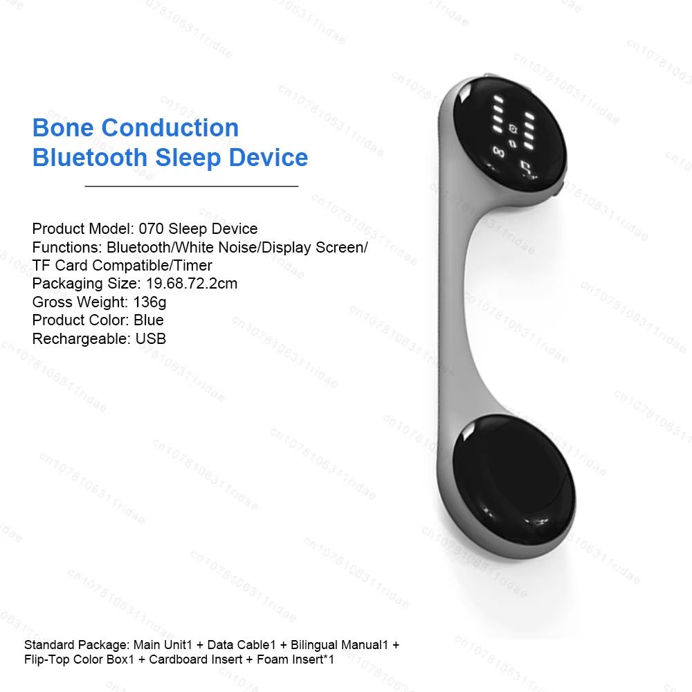 White Noise Sleep Aid Music Box Under Pillow Bone Conduction Bluetooth Speaker with Led Display Timed Shutdown Improve Sleep