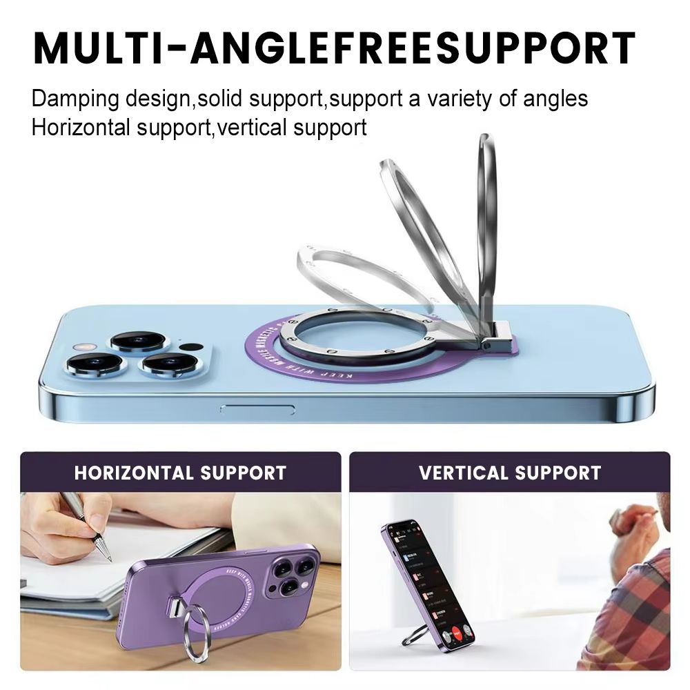 Foldable Magnetic Ring Holder For MagSafe Multi Angle Adhesive Paste Rack Support Magnet Finger Ring Car Phone Grip Stand Holder