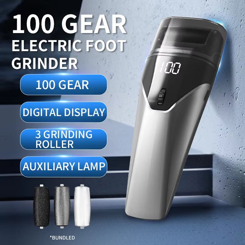 2025 New Electric Foot Grinder Electric Foot Callus Remover Exfoliating Foot Skin Repair Machine 100 Speed Endless Speed Light