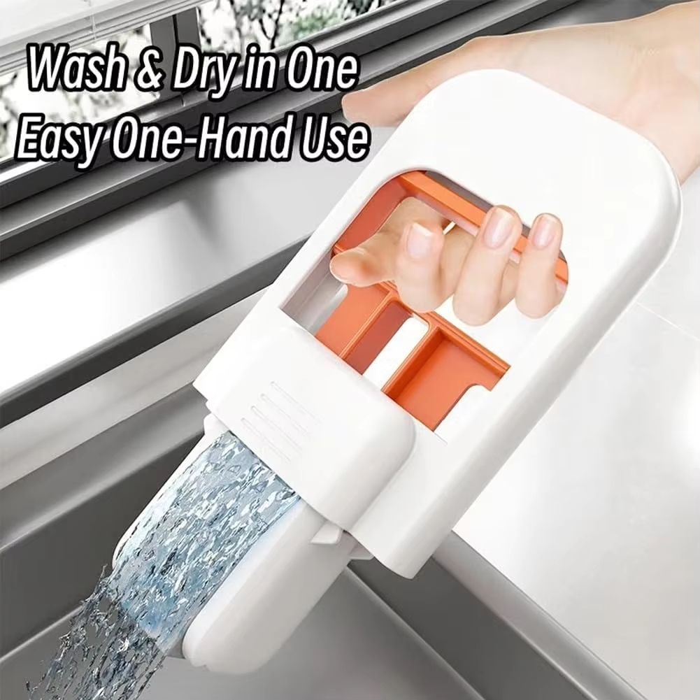Mini Foldable Desktop Sponge Mop Wet Dry Use, Portable One-Hand Squeeze Cleaning Mop with Replaceable Head for Kitchen Bathroom