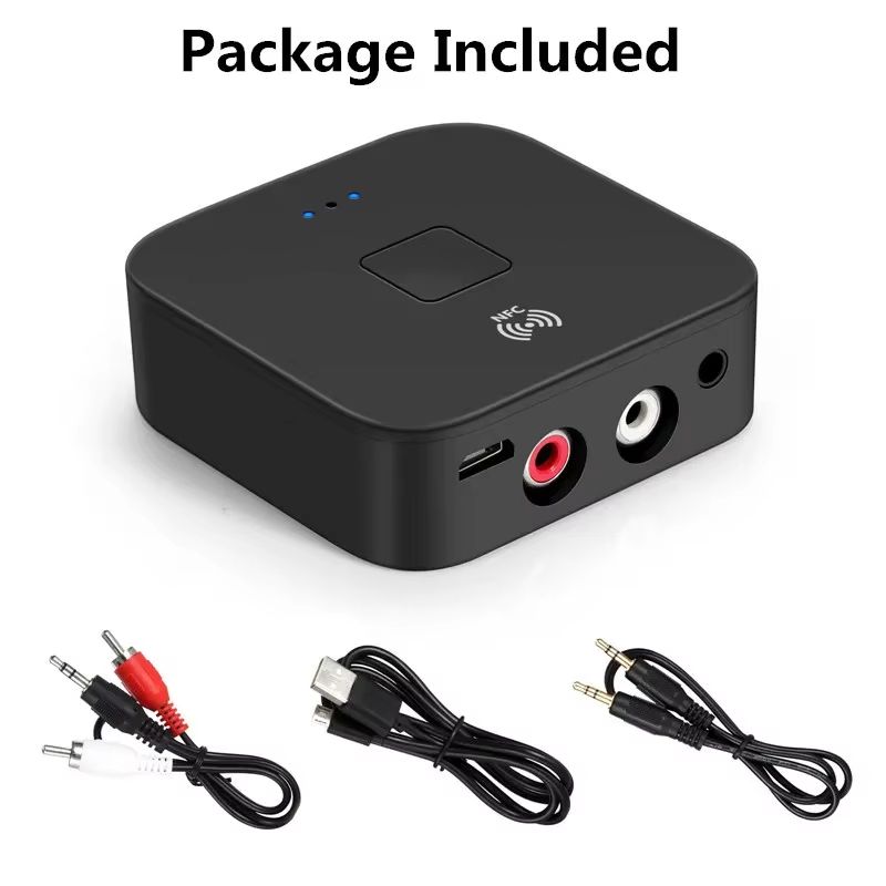 With NFC Bluetooth 5.0 RCA Audio Receiver AptX Le 3.5mm AUX Jack Music Wireless Bluetooth Adapter for Car TV Computer Speakers