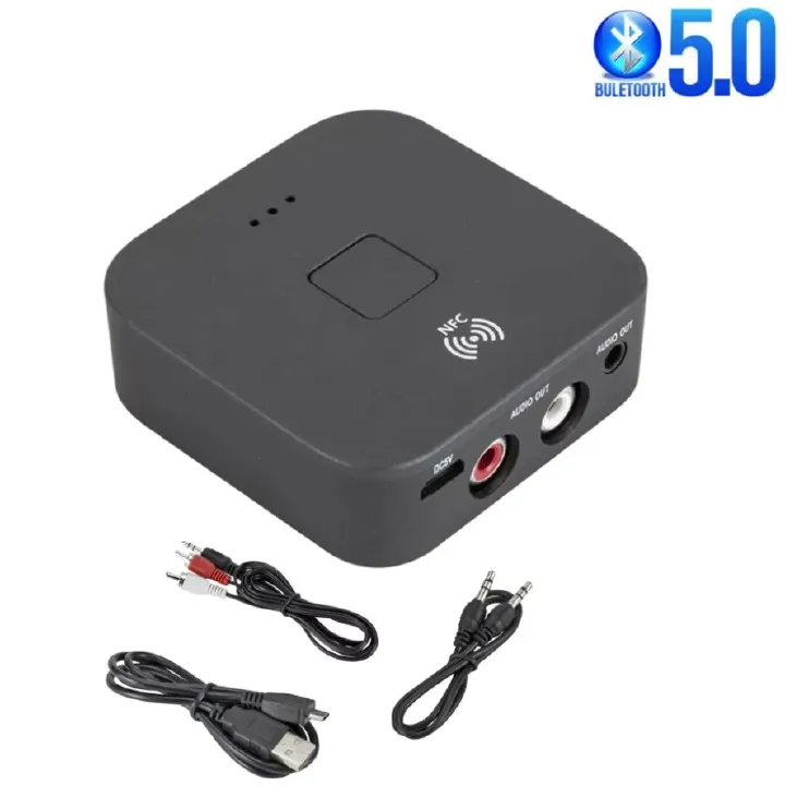With NFC Bluetooth 5.0 RCA Audio Receiver AptX Le 3.5mm AUX Jack Music Wireless Bluetooth Adapter for Car TV Computer Speakers