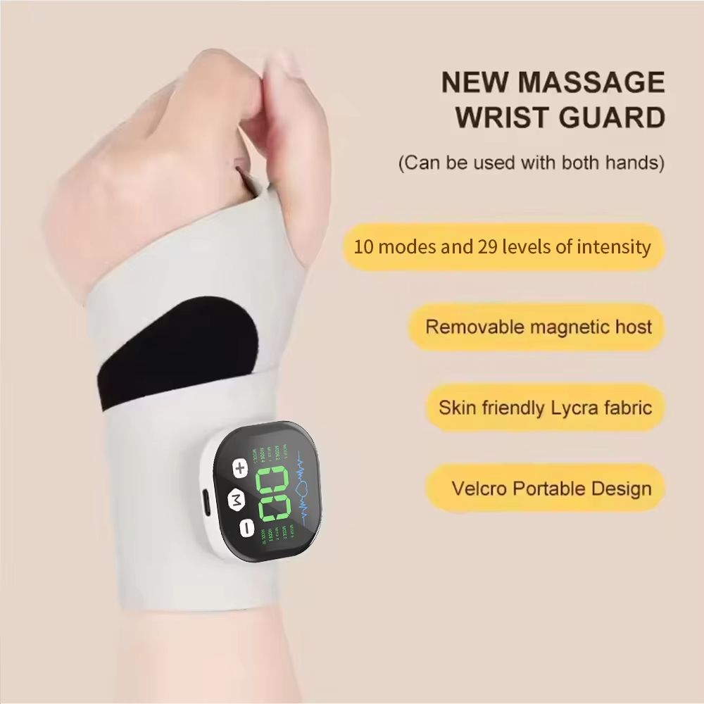 Electric Cordless Hand Wrist Massager 10 Mode Vibration Massage 29 Levels Massage Hands Rechargeable Wrist Brace Protector Wrap