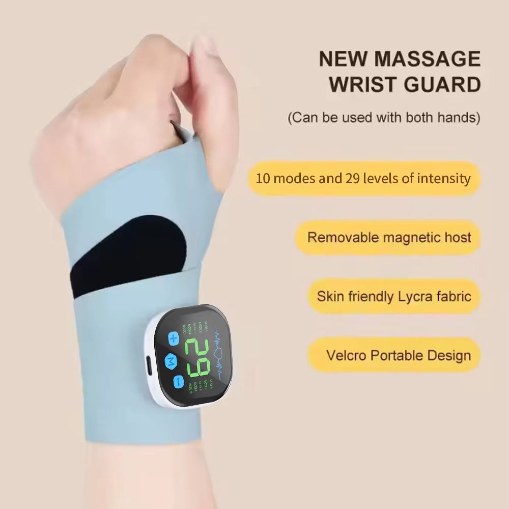 Electric Cordless Hand Wrist Massager 10 Mode Vibration Massage 29 Levels Massage Hands Rechargeable Wrist Brace Protector Wrap