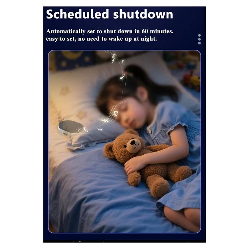 White Noise Generator BT Sleep Sound Machine Pillow Speaker With Bone Conduction Stereo Sound Flat Design Under-Pillow Use