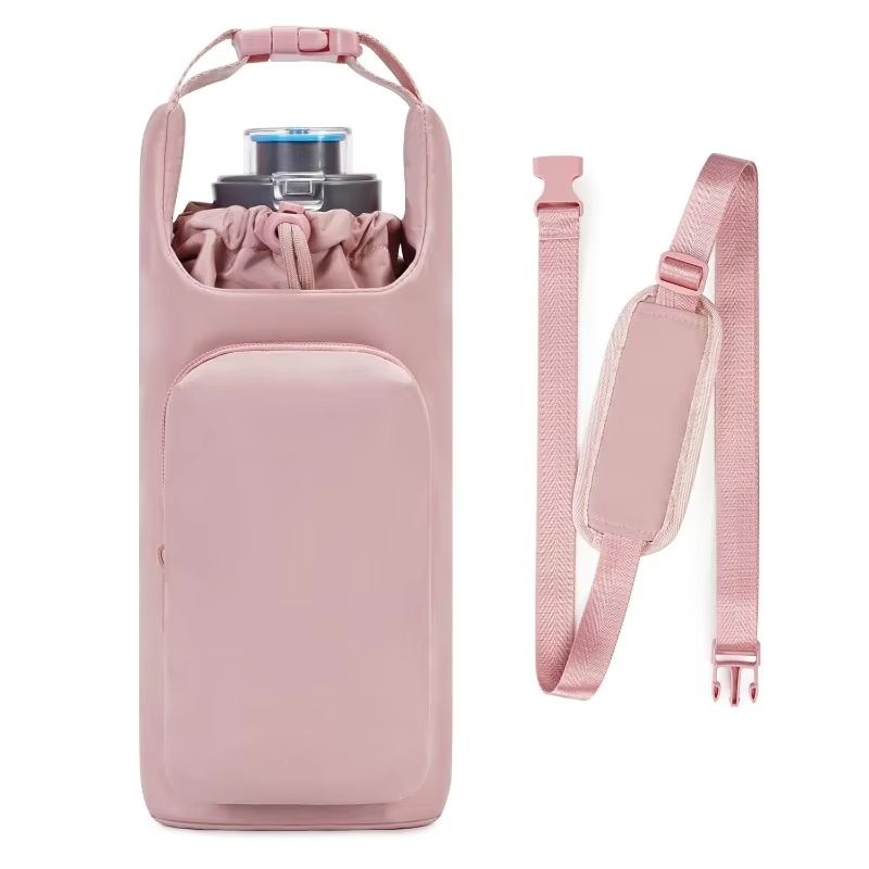 Portable Water Bottle Bag with Adjustable Shoulder Strap Vacuum Cup Cover Heat Insulation Protective Cover for Hiking Camping