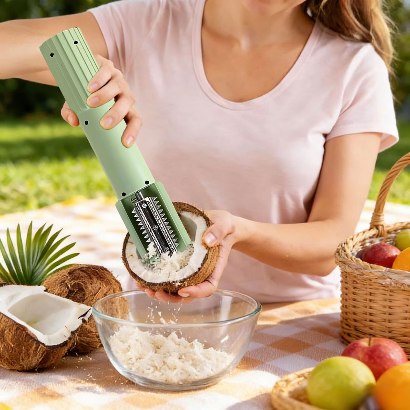 Electric Coconut Grater Machine Portable Handheld Coconut Scraper Peeler Wireless Stainless Steel Vegetable Cutting Artifact