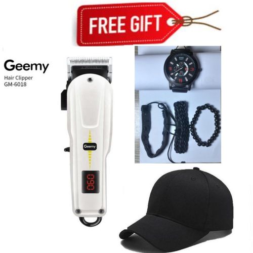 Geemy Rechargeable Cordless Shaving Machine With Indicator+ Free LUXURY Watch and cap // KINYOZI MACHINE