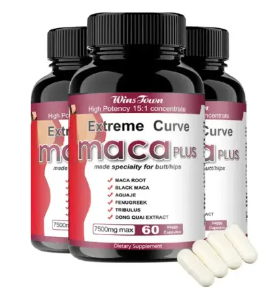 Extreme Butt & Hip Curve Maca Plus Capsules (7500mg) | Dietary Supplement made specialty for Butt/hips Enhancement with MACA ROOT, BLACK MACA