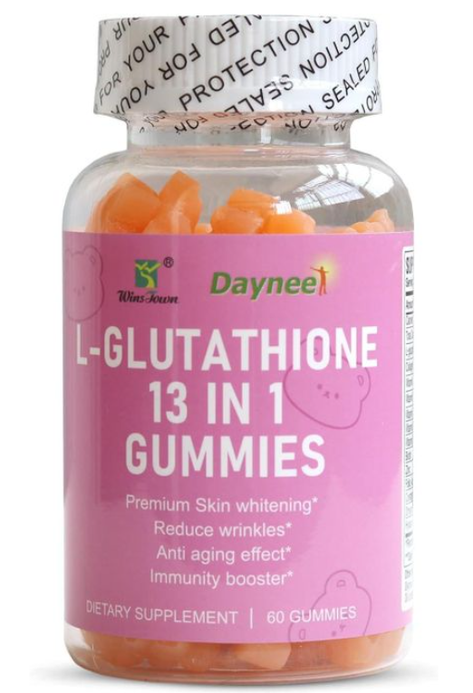 Daynee L-Glutathione 13 in 1 Gummies, 1200mg, Reduce Wrinkles & Anti-Aging, Muscle Relief & Immune Support, Strawberry Flavor, Vegan & Non-GMO, 60 Count-for Dark Spot, Collagen Glutathione Whitening