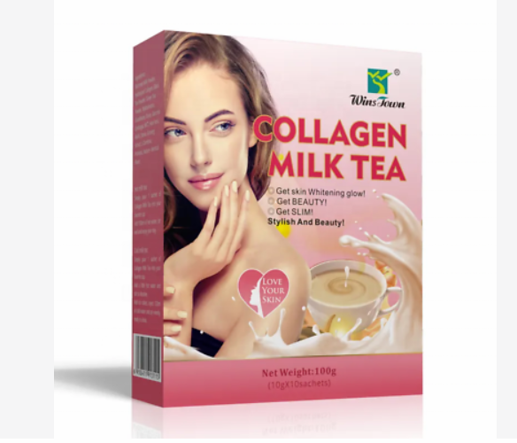 Collagen Milk Tea Stylish and Beauty Protein Powder Instant Powder Face Skin Tea With Collagen Skin Whitening Instant Tea Powder Health Tea, Organic Tea 10 X 10 Bags