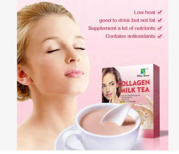 Collagen Milk Tea Stylish and Beauty Protein Powder Instant Powder Face Skin Tea With Collagen Skin Whitening Instant Tea Powder Health Tea, Organic Tea 10 X 10 Bags