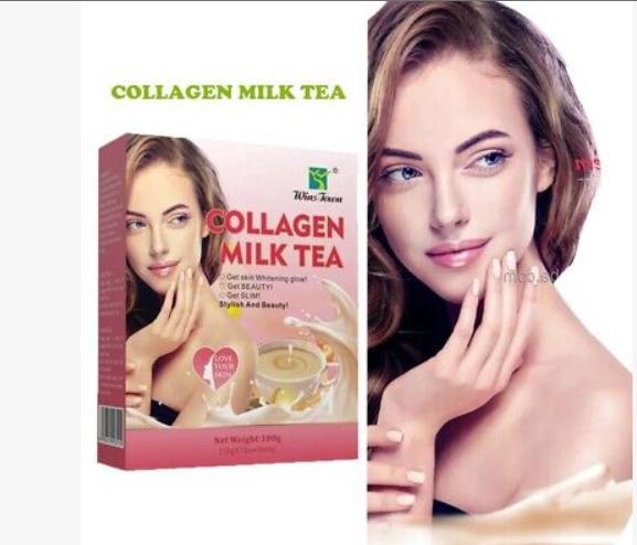 Collagen Milk Tea Stylish and Beauty Protein Powder Instant Powder Face Skin Tea With Collagen Skin Whitening Instant Tea Powder Health Tea, Organic Tea 10 X 10 Bags