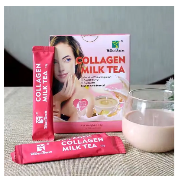 Collagen Milk Tea Stylish and Beauty Protein Powder Instant Powder Face Skin Tea With Collagen Skin Whitening Instant Tea Powder Health Tea, Organic Tea 10 X 10 Bags