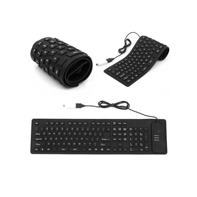 Flexible Waterproof Silicone Keyboard – Foldable USB Wired Keyboard, Dustproof & Silent Typing, Portable for PC/Laptop/Desktop