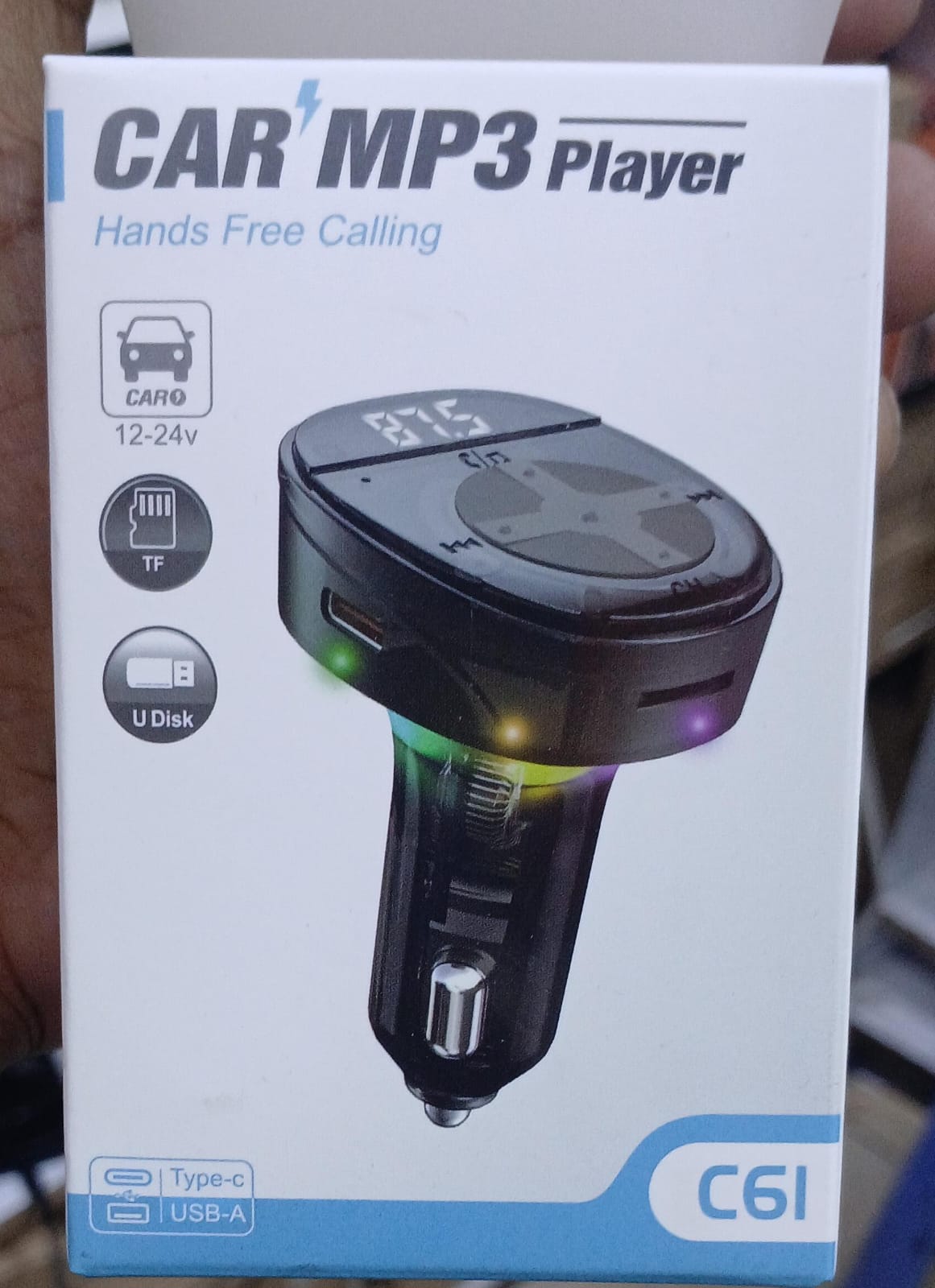 C61 FM Transmitter Bluetooth Wireless Modulator Dual Port USB TYPE C + MP3 Player + FM Radio + TF Slot + Charging + Support FLAC