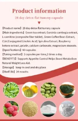 28 DAY Detox Flat Tummy Capsule Herbal Capsule for Body Detoxing, Burning Belly CAPSULES with Organic Green tea Detox and Weight Loss Women Multivitamins Capsules