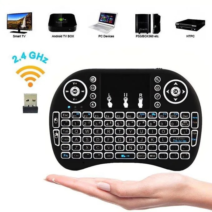 Wireless Mini Keyboard With Mouse Touchpad And Back-light For Android Box/ Smart TV/ Laptop - Black