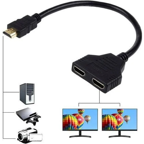 HDMI Splitter Cable 1 Male To Dual HDMI 2 Female Y Splitter Wide Compatibility stable performance 100% Tested