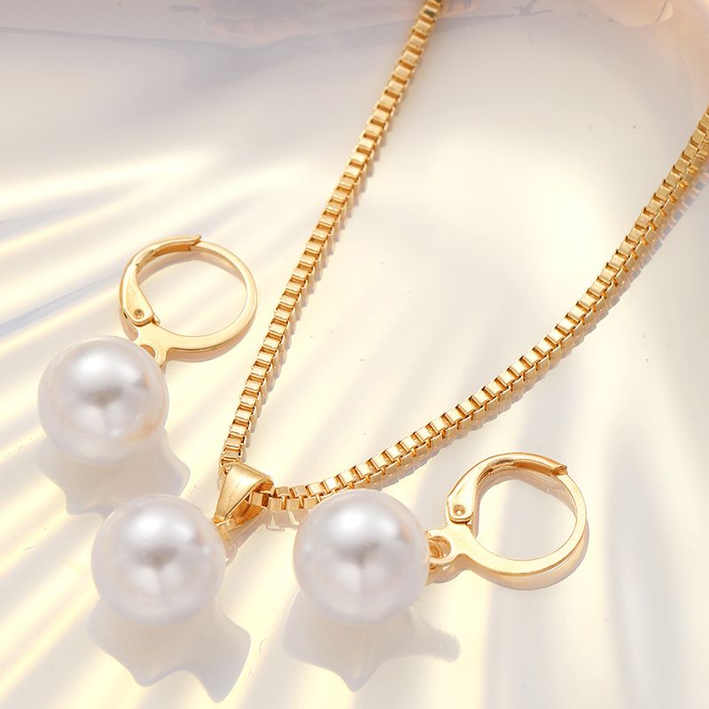 8pcs/Set Earrings Sets + Necklace Women Jewelry Clavicle Chain Creative Personality Cameo Earrings Fashion Accessories Pearl Pendants Valentine's Gifts Fashion Stunning Earrings For Beautiful Girls