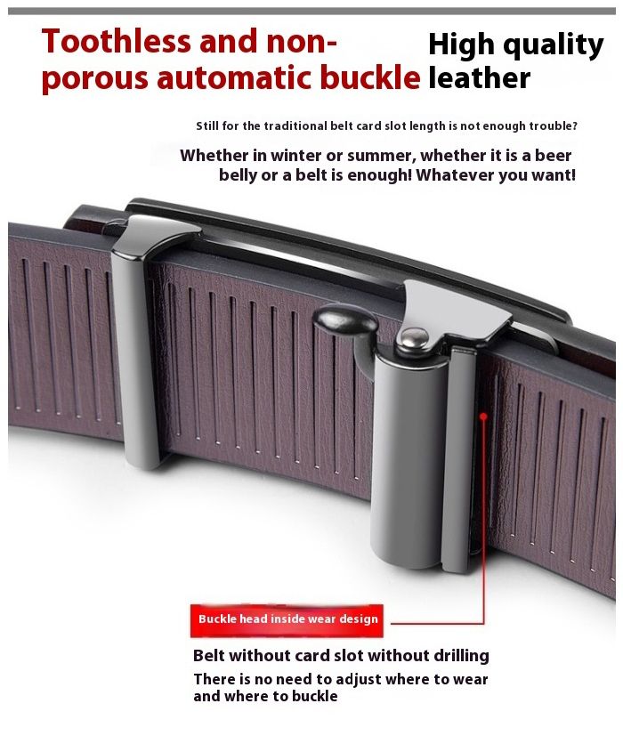 Men's genuine leather belt toothless automatic buckle hot sale fashion business all-match belt high-end belt