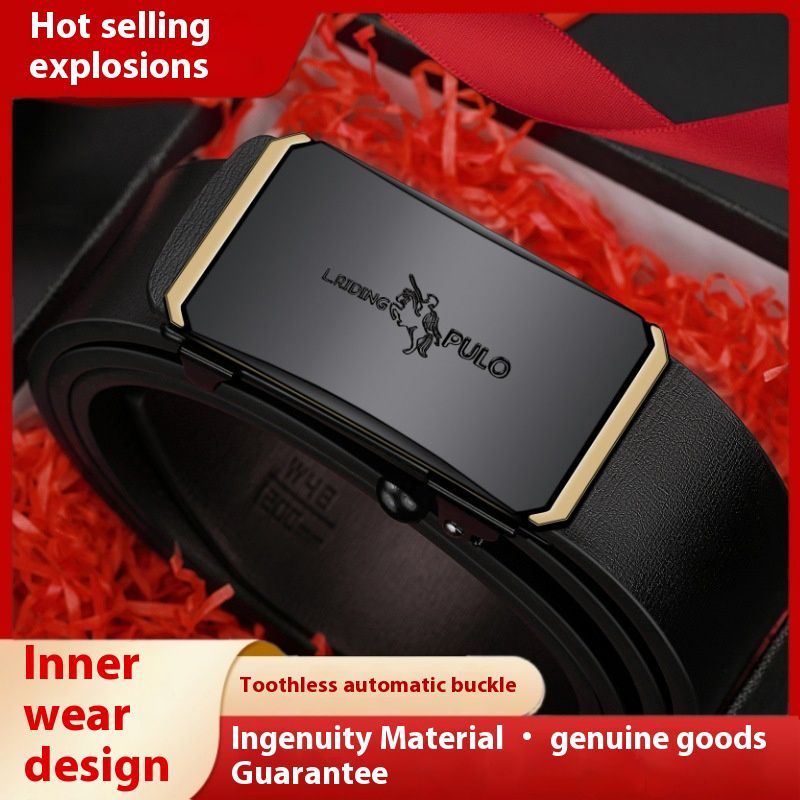 Men's genuine leather belt toothless automatic buckle hot sale fashion business all-match belt high-end belt