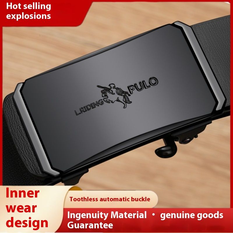 Men's genuine leather belt toothless automatic buckle hot sale fashion business all-match belt high-end belt
