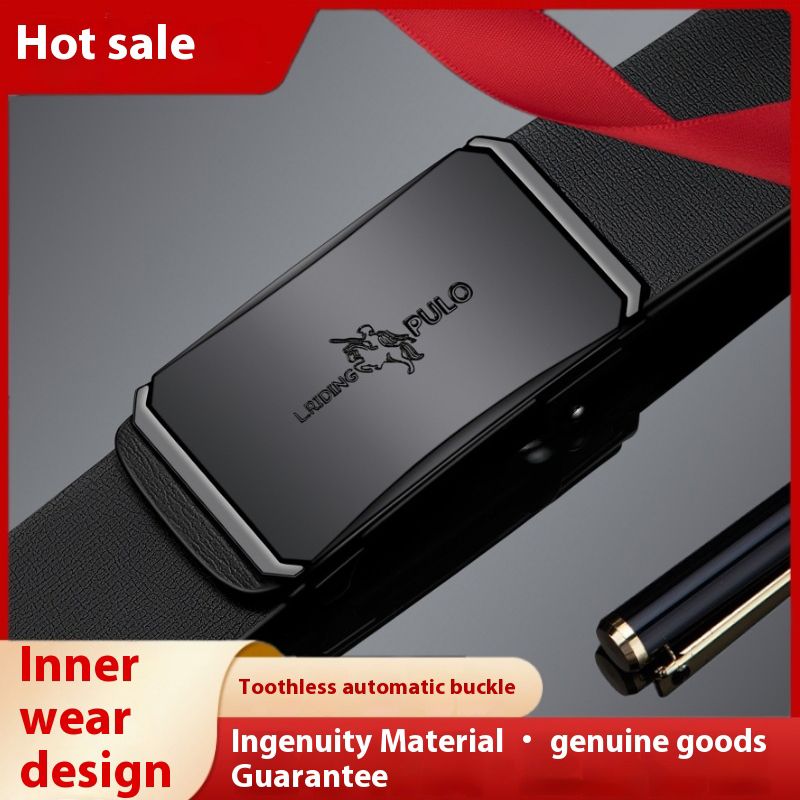 Men's genuine leather belt toothless automatic buckle hot sale fashion business all-match belt high-end belt