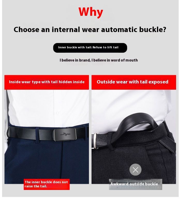 Men's genuine leather belt toothless automatic buckle hot sale fashion business all-match belt high-end belt