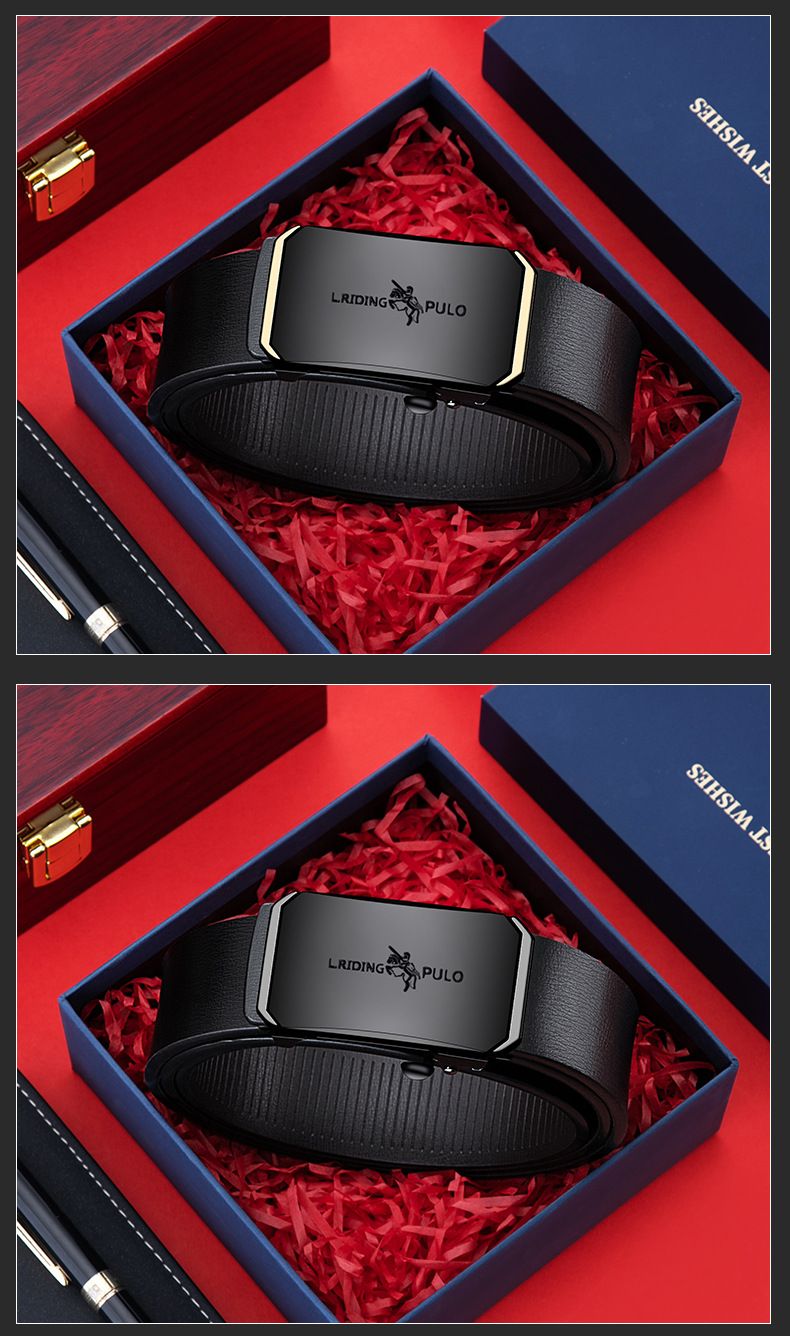 Men's genuine leather belt toothless automatic buckle hot sale fashion business all-match belt high-end belt