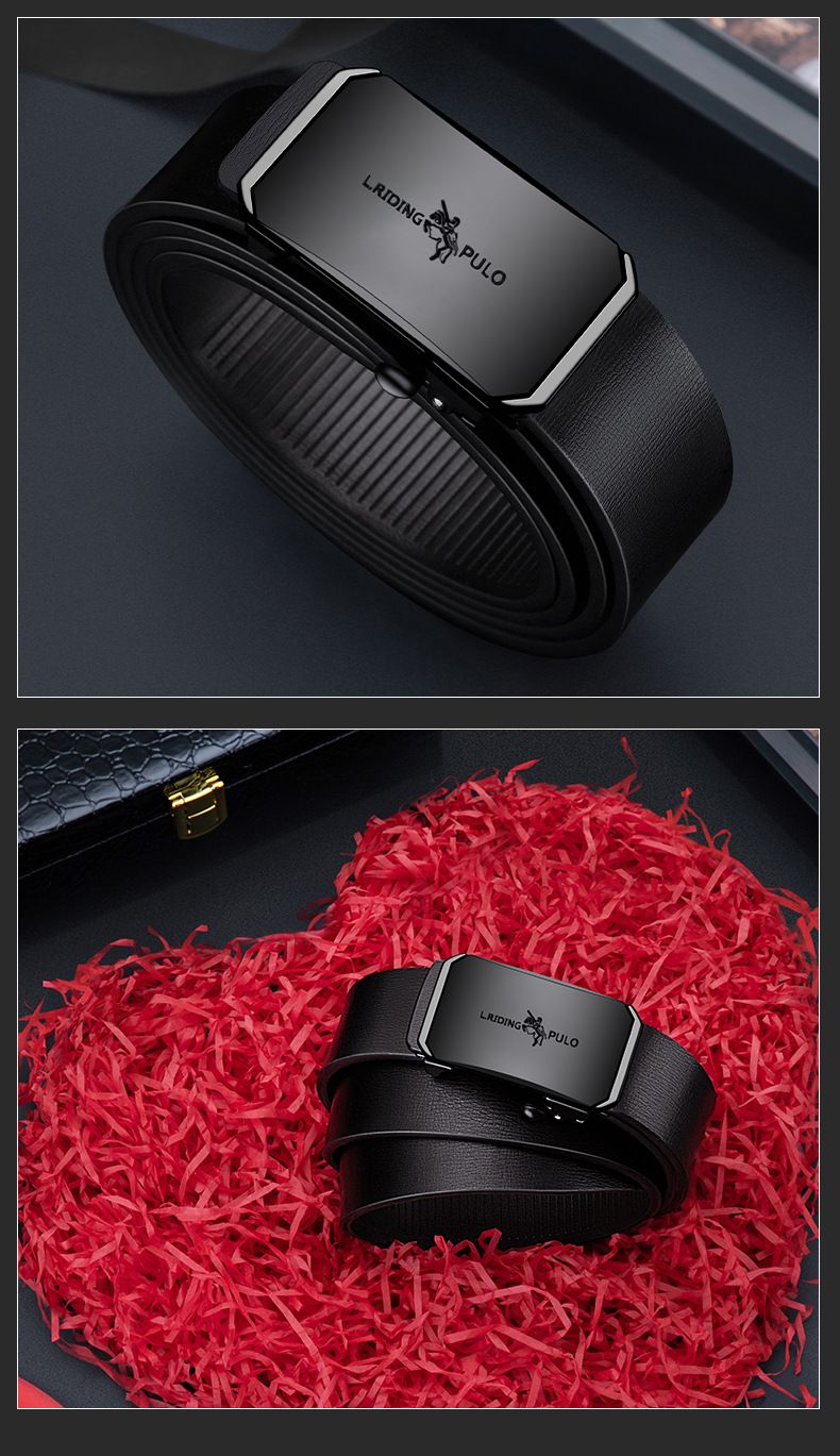 Men's genuine leather belt toothless automatic buckle hot sale fashion business all-match belt high-end belt