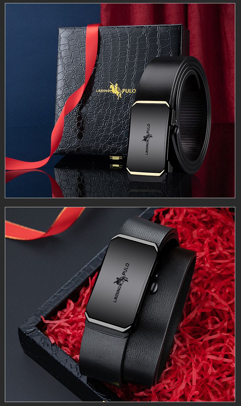 Men's genuine leather belt toothless automatic buckle hot sale fashion business all-match belt high-end belt