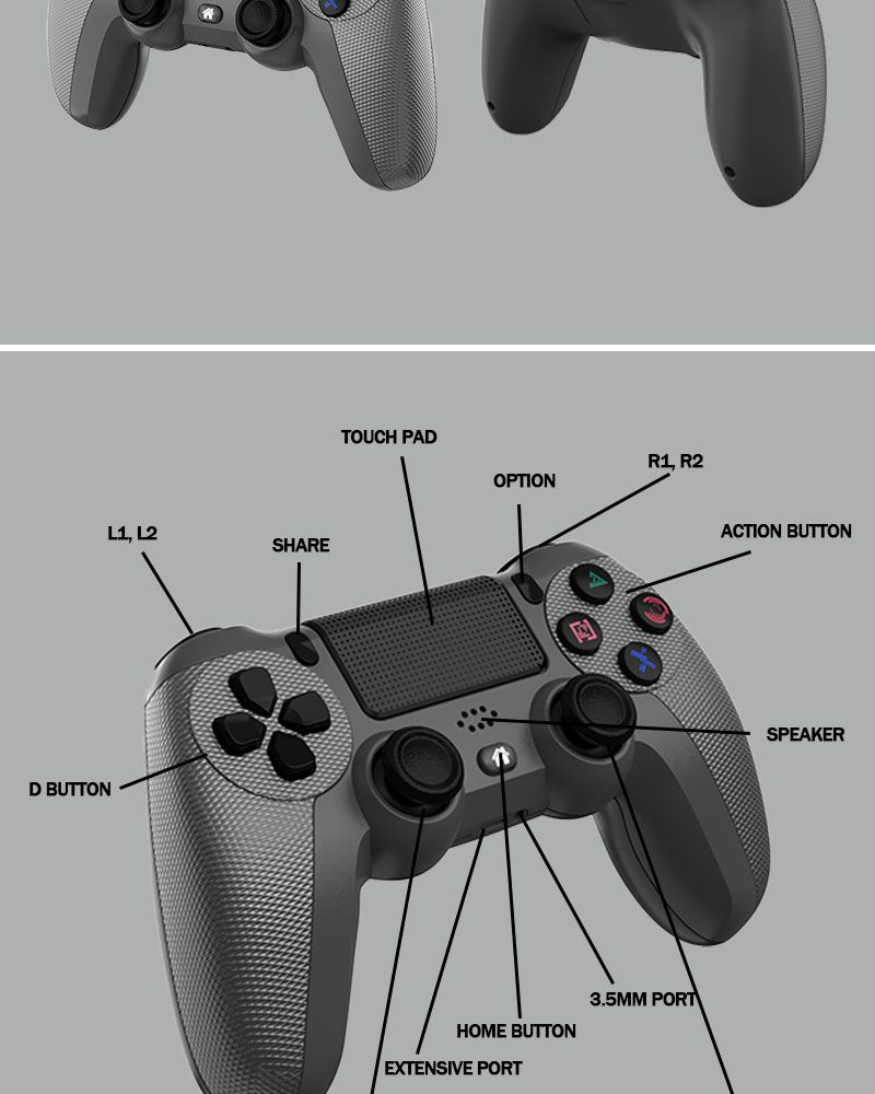 Hot Sale Bluetooth Game Controller Gamepad Game Controller Wireless Bluetooth Joystick 6 Axis with Light Bar Gyroscope Dual Vibration Bluetooth Gamepad for PC, Android, PS4
