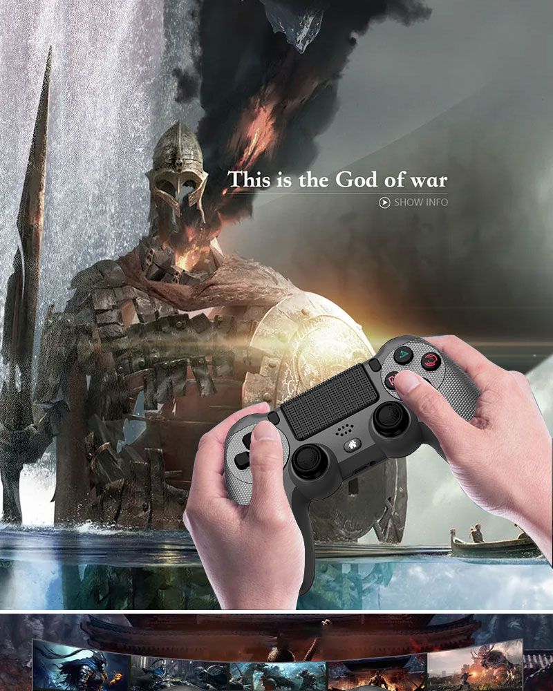 Hot Sale Bluetooth Game Controller Gamepad Game Controller Wireless Bluetooth Joystick 6 Axis with Light Bar Gyroscope Dual Vibration Bluetooth Gamepad for PC, Android, PS4