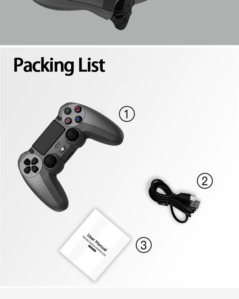 Hot Sale Bluetooth Game Controller Gamepad Game Controller Wireless Bluetooth Joystick 6 Axis with Light Bar Gyroscope Dual Vibration Bluetooth Gamepad for PC, Android, PS4