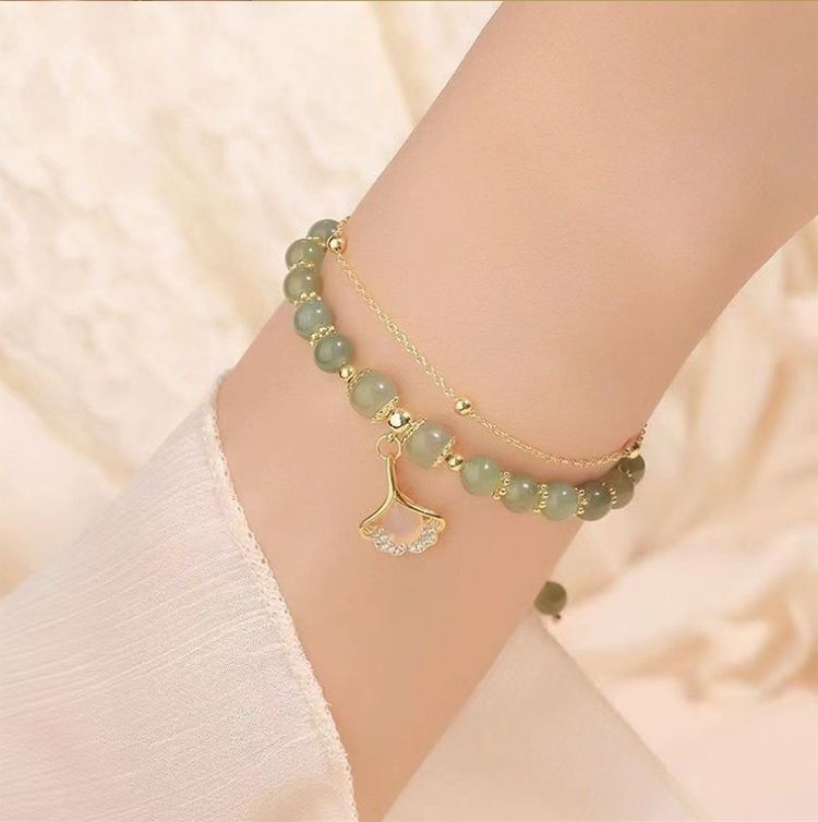 Women's bracelets, double-layer apricot leaf bracelets, women's fashion, high-end sense, Valentine's Day gifts for girlfriends, birthday gifts, female accessories