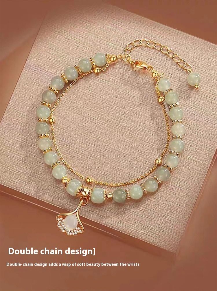 Women's bracelets, double-layer apricot leaf bracelets, women's fashion, high-end sense, Valentine's Day gifts for girlfriends, birthday gifts, female accessories