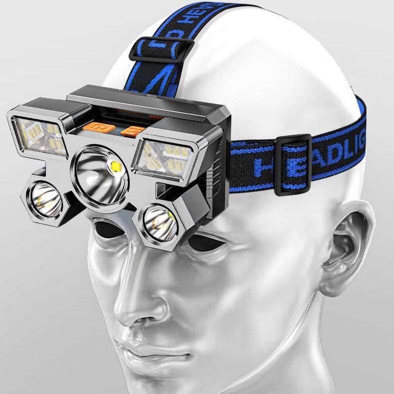 5 LED Strong Light Headlight USB Charging Waterproof Flashlight Multi-speed Adjustment Headlamp Suitable For Long Shot Outdoor Camping Hiking Fishing Hunting Mining Lamp Fishing Lanterns & Lights