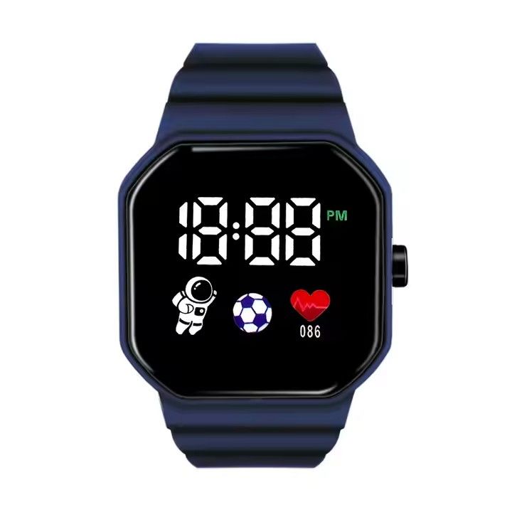 Digital Watches Men and Women Sports Watches LED Digital Clock Astronaut Silicone Strap Fashion Square Men and Women Electronic Clock Student Watches Birthday Gift