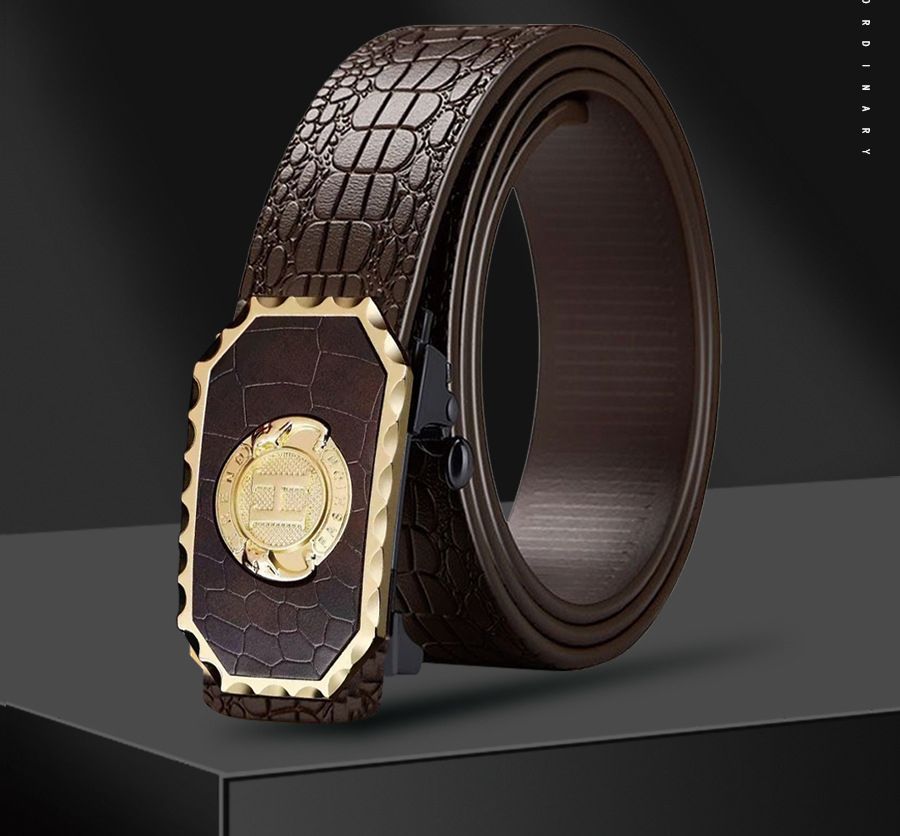 New Men's Belt High Quality Sports Car Leopard Belt Men's Belt Business Automatic Buckle Fashion Trend Casual Belt