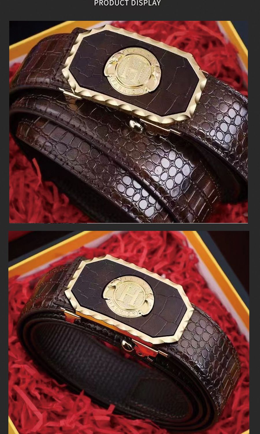 New Men's Belt High Quality Sports Car Leopard Belt Men's Belt Business Automatic Buckle Fashion Trend Casual Belt