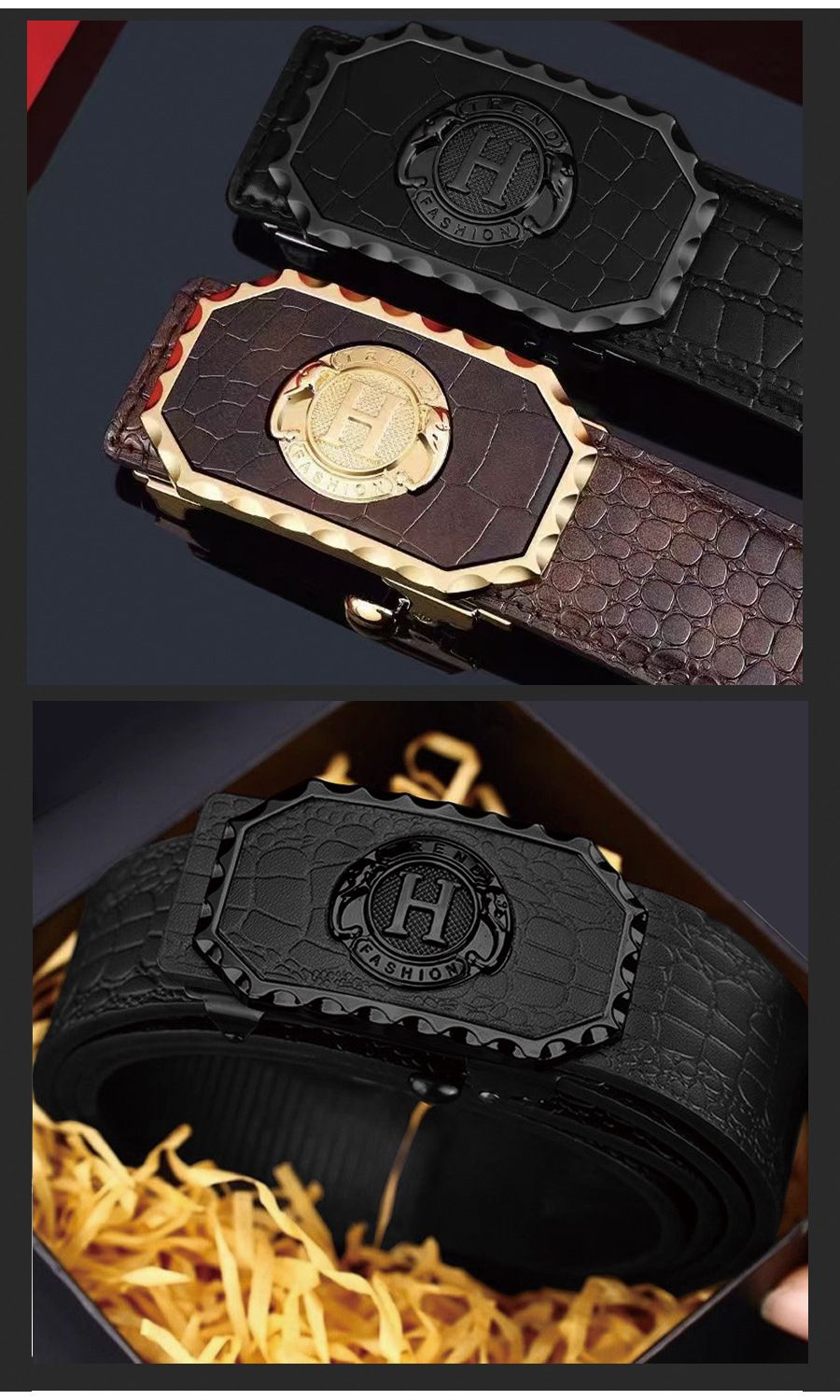 New Men's Belt High Quality Sports Car Leopard Belt Men's Belt Business Automatic Buckle Fashion Trend Casual Belt