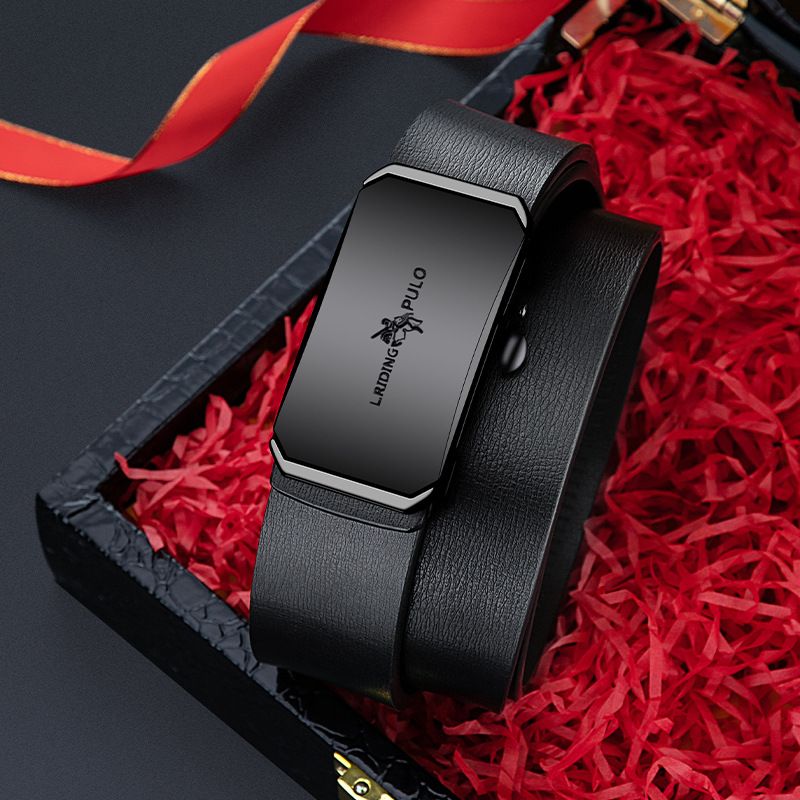 Men's genuine leather belt toothless automatic buckle hot sale fashion business all-match belt high-end belt