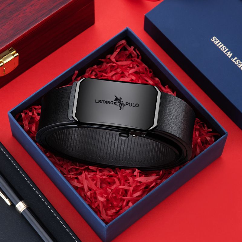 Men's genuine leather belt toothless automatic buckle hot sale fashion business all-match belt high-end belt