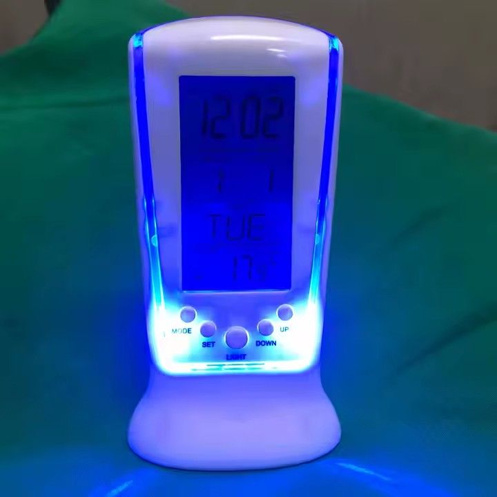 LED blue light digital electronic alarm clock snooze timer alarm clock home bedside luminous electronic clock time date temperature display clock