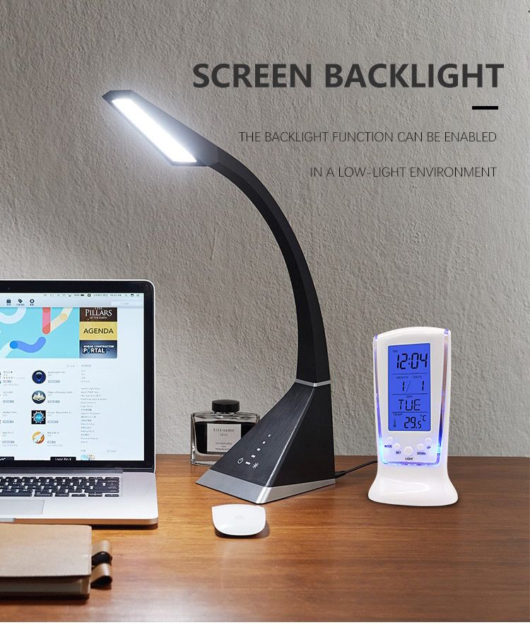 LED blue light digital electronic alarm clock snooze timer alarm clock home bedside luminous electronic clock time date temperature display clock