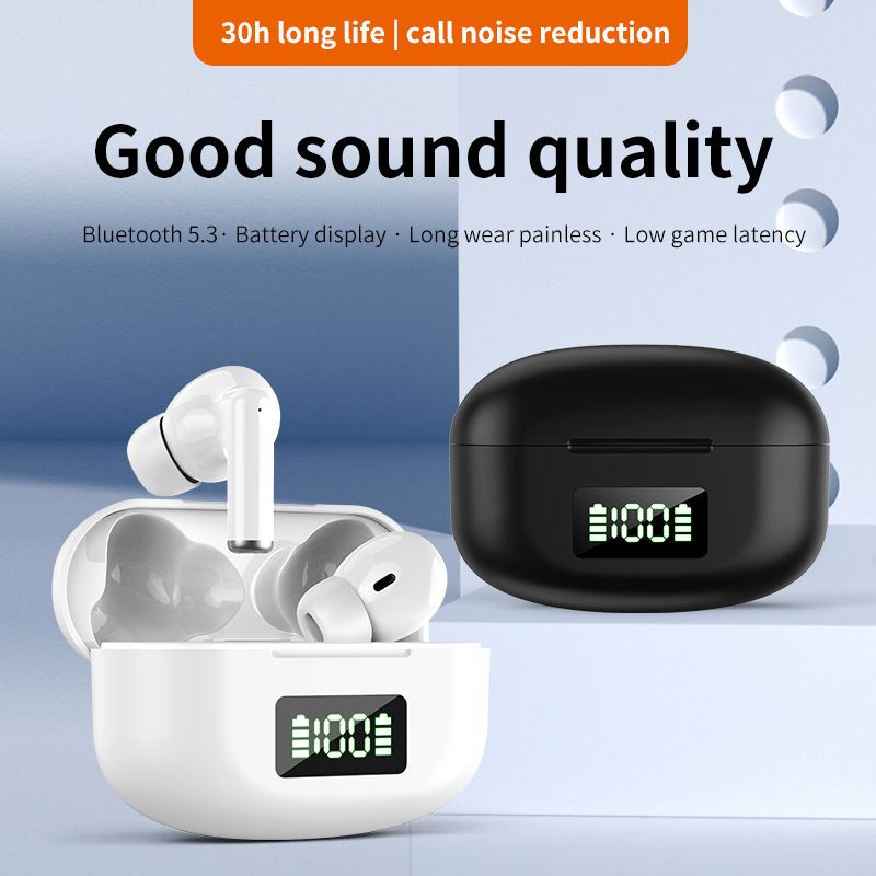 Bluetooth Earphones Super Long Battery Life Waterproof Noise Reduction Earbuds Digital Display Douch 5.3 Wireless TWS Earbuds Sports Binaural Stereo Wireless Earpods For Android & IOS Smart Phones