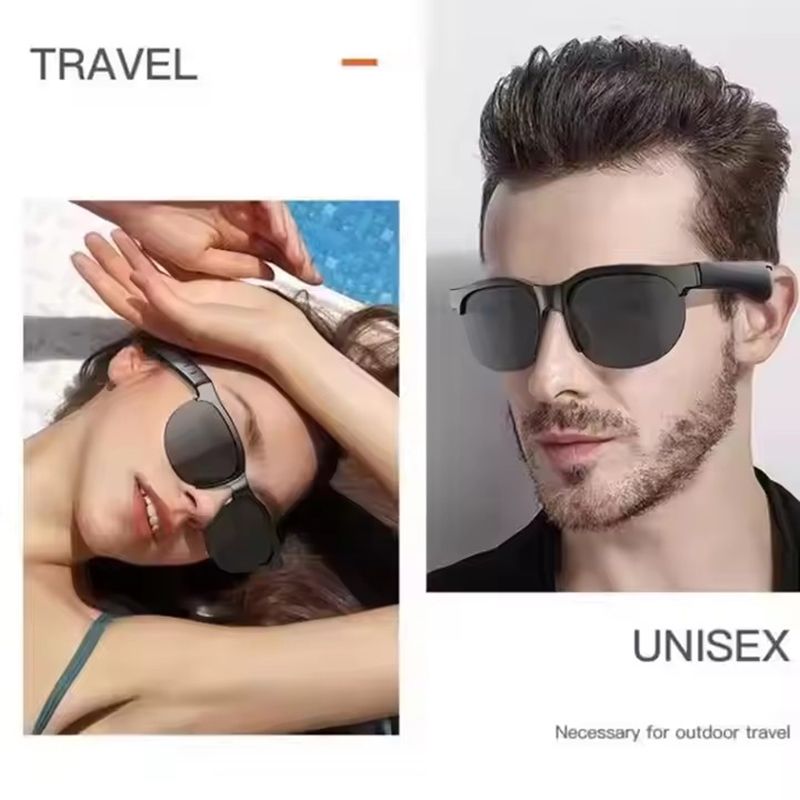 Smart Sunglasses 150 Languages ​​Real-time AI Translation, Binaural Wireless Stereo Smart Bluetooth Headset Glasses with Wireless HD Sun Protection Sunglasses for Outdoor Sports, Running and Cycling